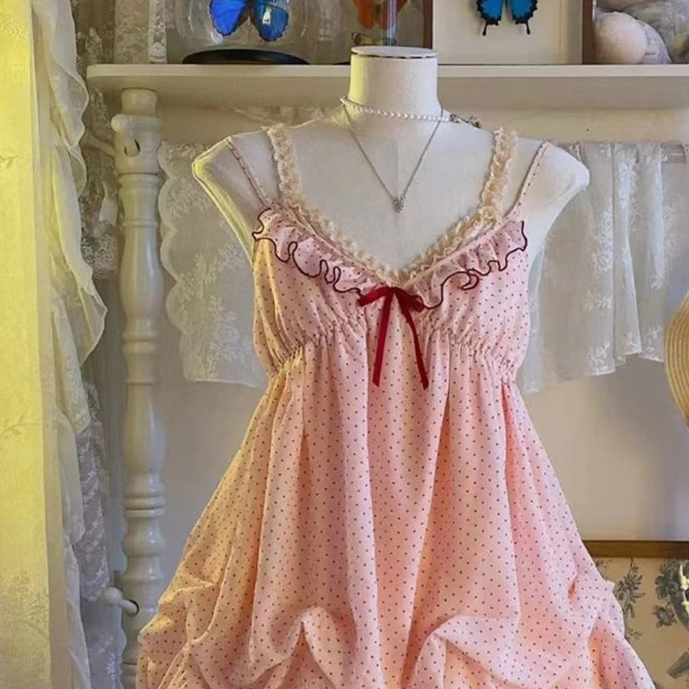 Vestido Rosa Kawaii Lunares Volantes - alternate angle