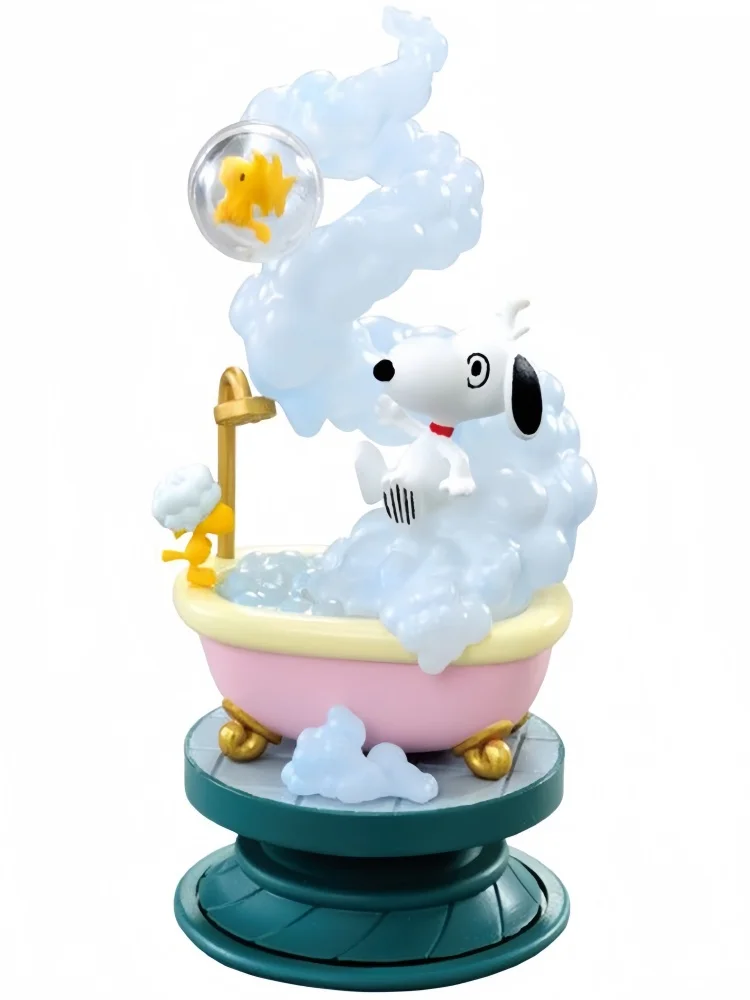 Gran oferta, caja ciega Re-Ment Snoopy Series, Diorama en espiral, escena en miniatura, decoración de escritorio, regalo de cumpleaños para niña