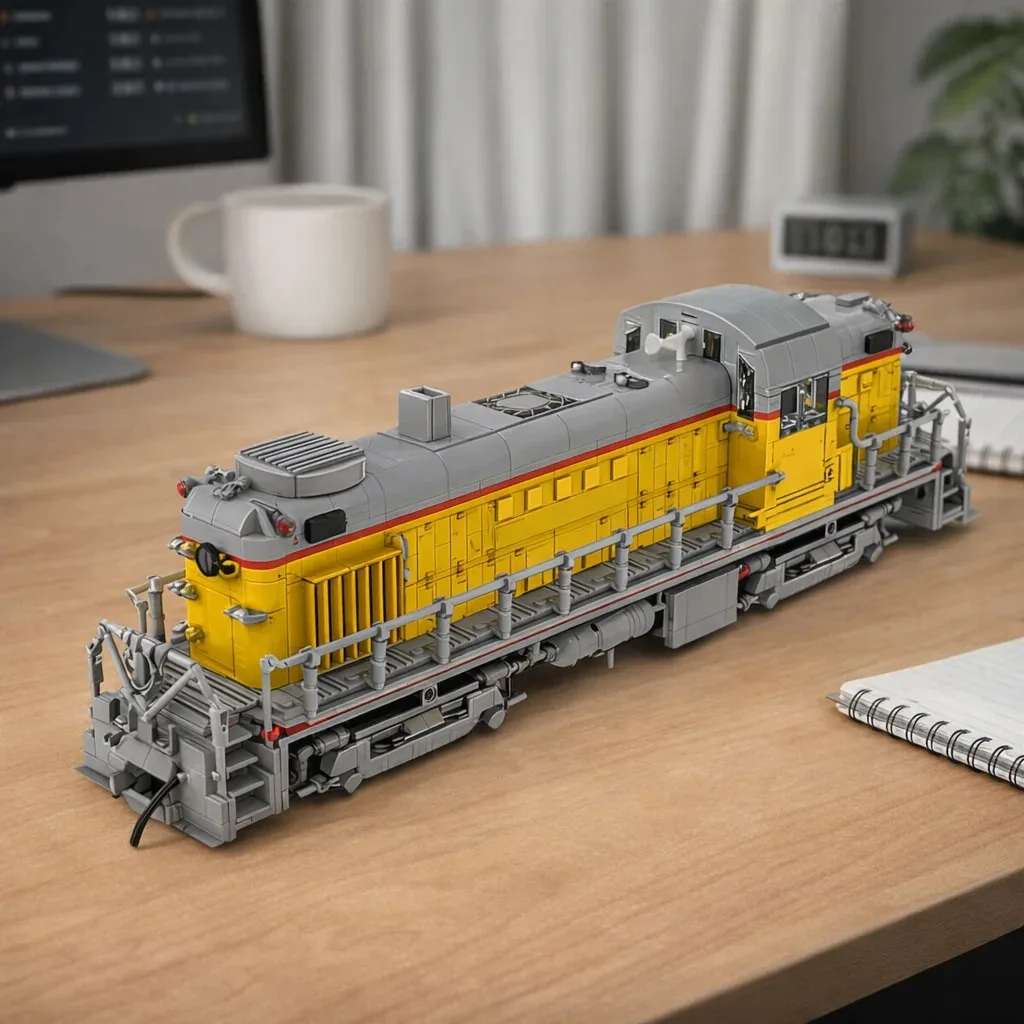 Moc Building Bricks 1:38 RS-2 Railway Train Series Model Technology Modular City Car Series Blocks Construstion Assembly ToyGift