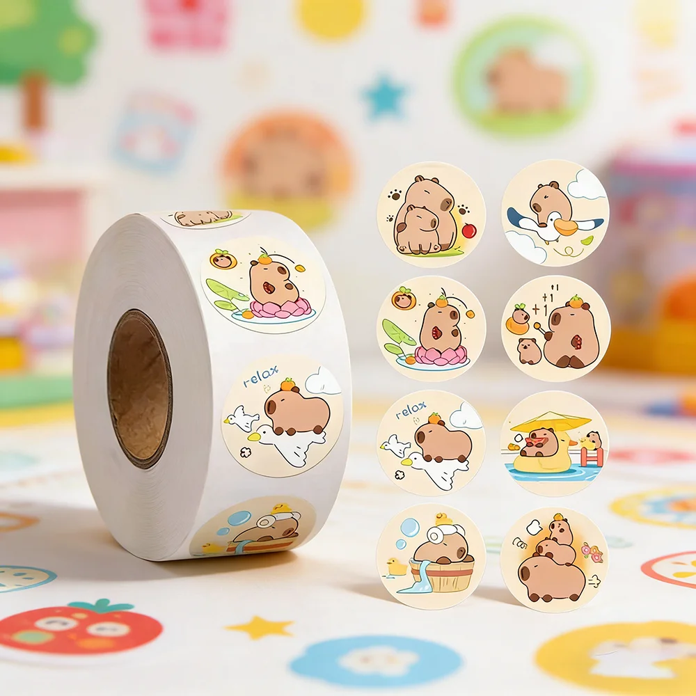 400pcs Cute Plump Capybara Cartoon Brown Animals Stickers DIY Scrapbook Phone Reward Seal Label Wall Sticker Kid Toy
