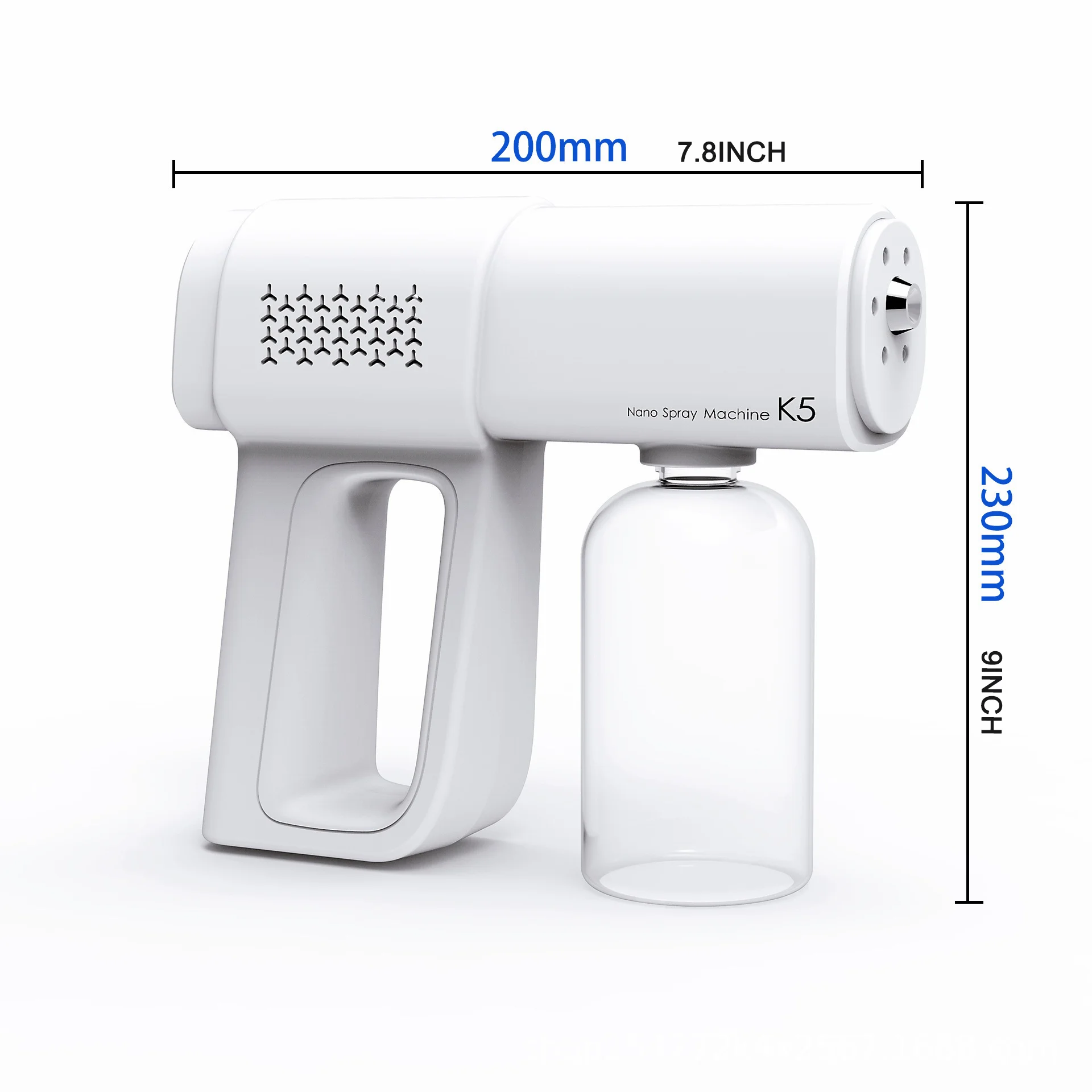 Dispositivo inalámbrico antiácaros, pistola de desinfección, atomización, esterilizador, carga de luz azul, pistola pulverizadora doméstica