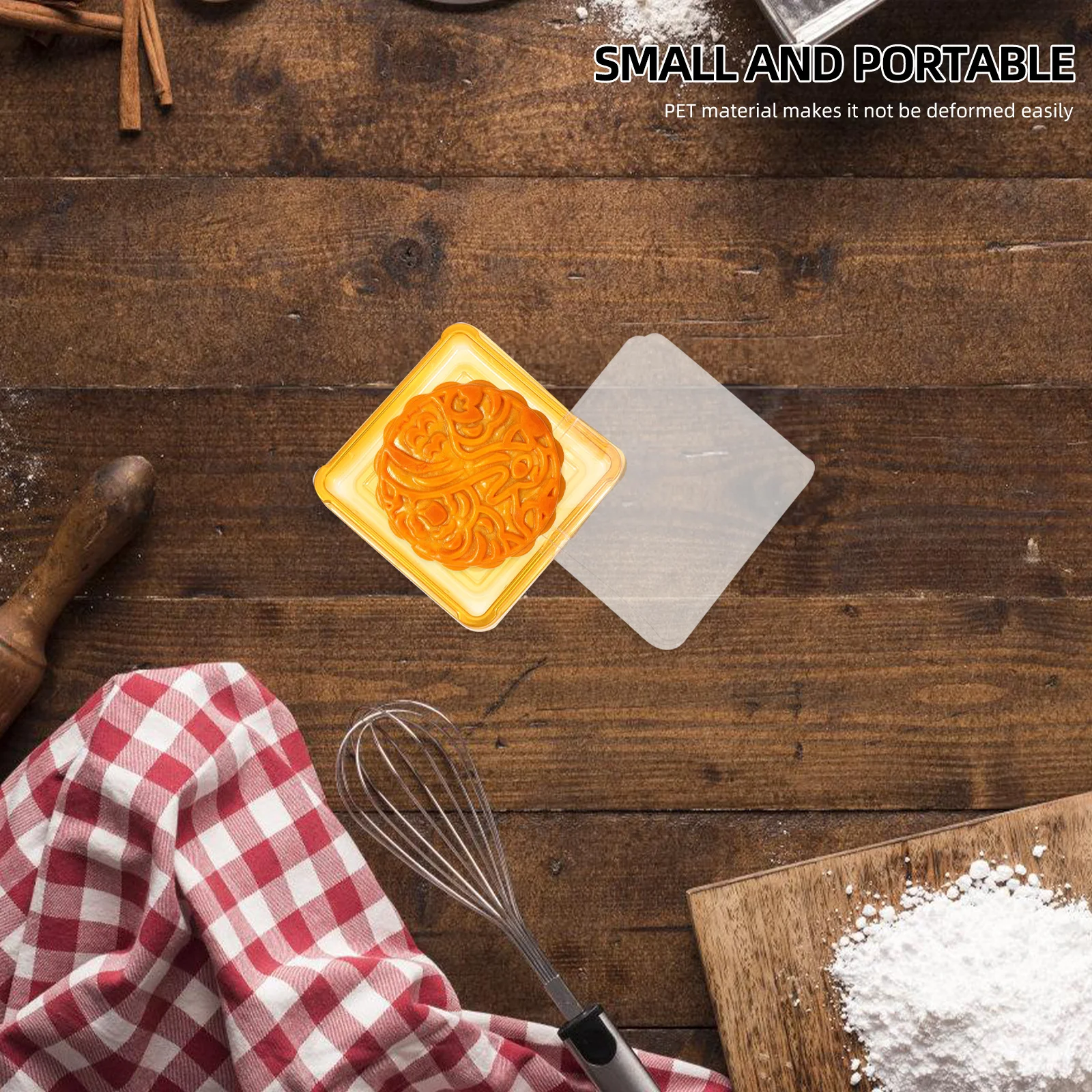 

100pcs Square Plastic Egg-Yolk Puff Box 100G Moon Cake Container Clear Pet Strong Seal Lid For Dessert Packaging Storage Kitchen