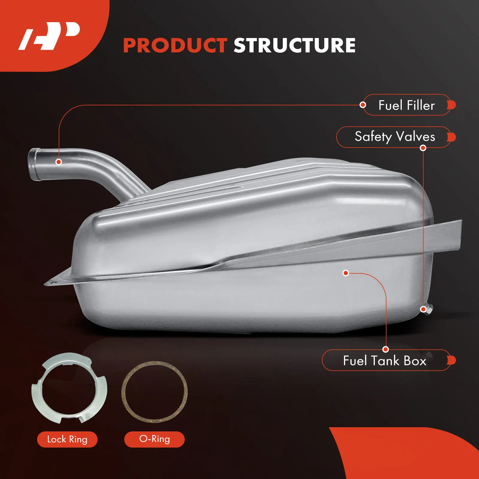 A-Premium 20 Gallons Fuel Tank with Lock Ring & O Ring for Ford Thunderbird 1958-1960