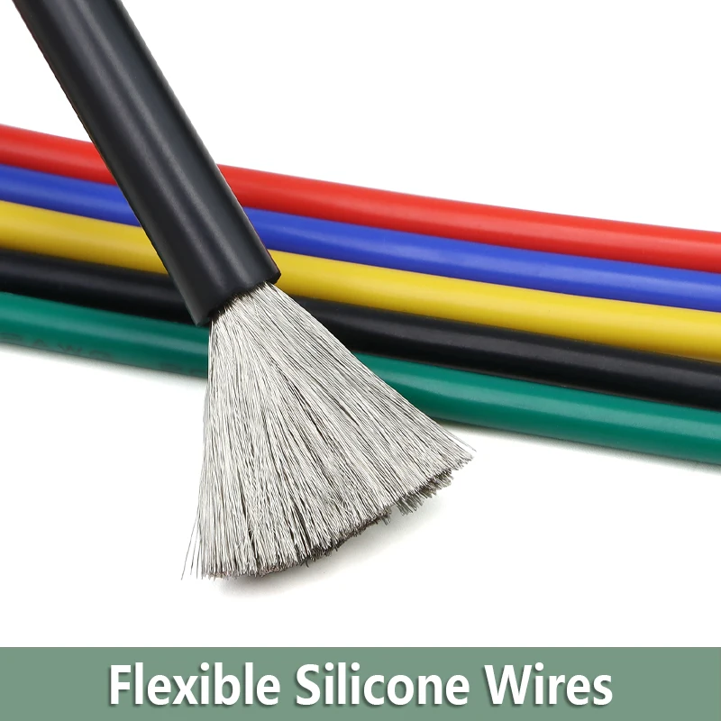 5/10m Soft Silicone Wire 30 28 26 24 22 20 18 16 14 13 12 10 8AWG 600V 200℃ High Temperature Resistant Tinned Copper Cable