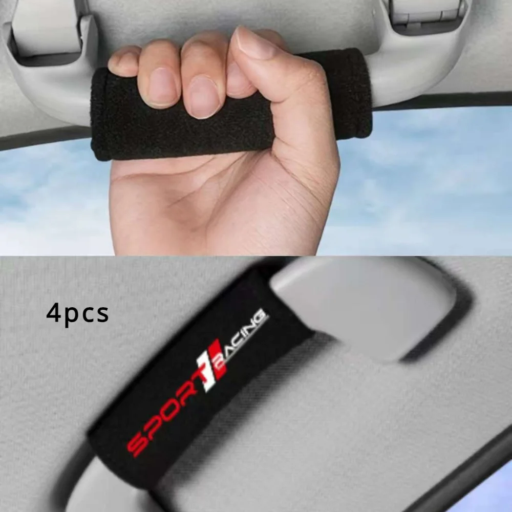 4Pcs SPORT Racing Car Roof Grab Handle Covers Non-slip Auto Interior Protector Sleeve Universal Car Accessories 