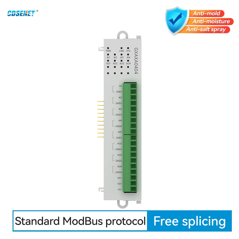 

4AI + 4AO импульсный аналоговый модуль удаленного расширения ввода-вывода RS485 Ethernet 0-20 мА/4-20 мА CDSENET GXAXA0404 Modbus DC 9-36 В работает с хостом