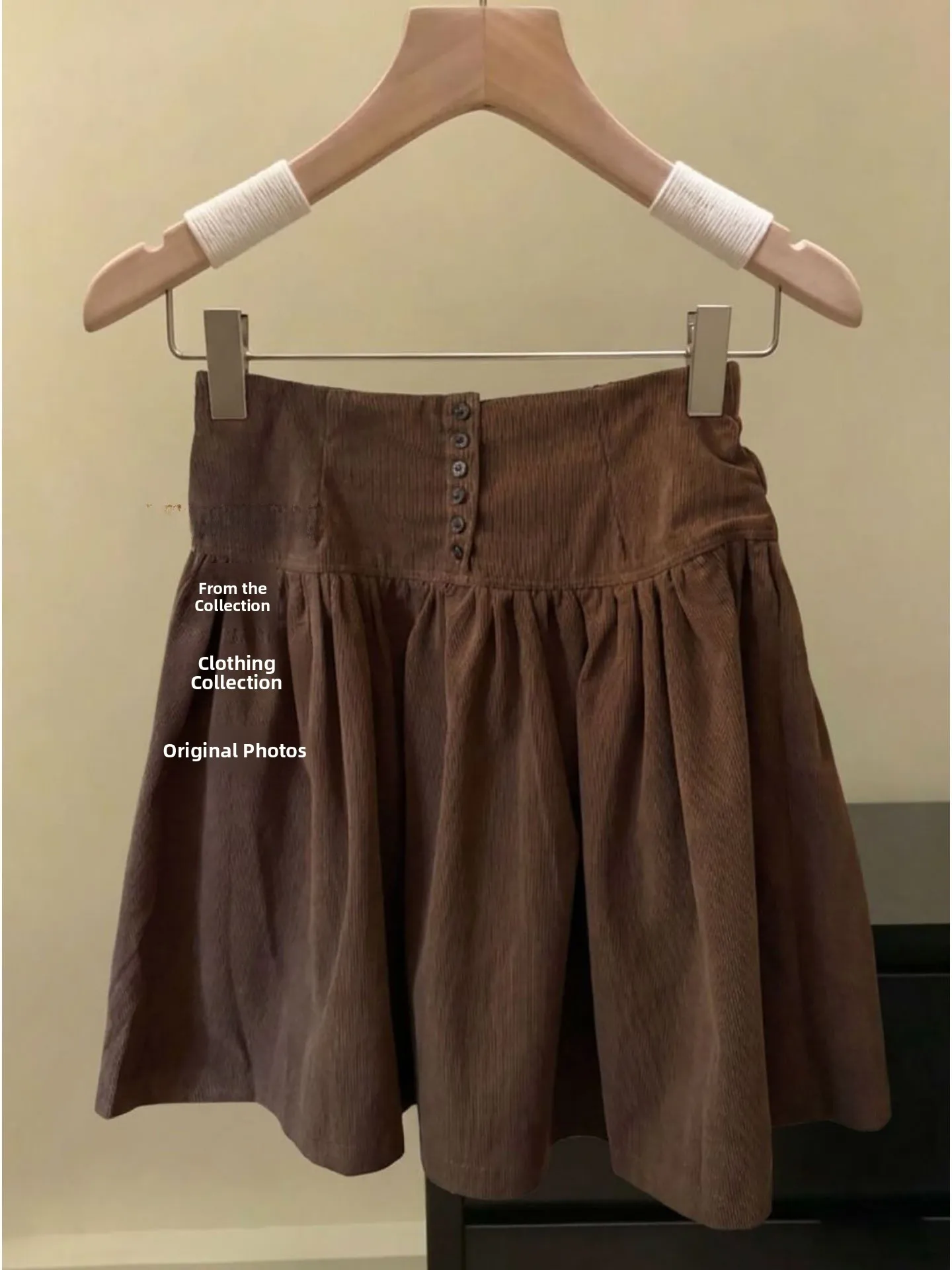 High Waist Buttoned Brown A-Line  Skirt Single Row Button Design Slimming Effect Casual Style Women's Skirt with 