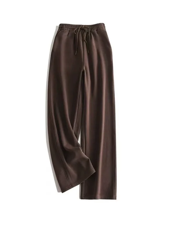 High-End-Damenhose mit FCE-Futter, String-Taille, elastisch, lässig, weites Bein, Winter, warm, Baby-Samt, Baumwolle, hohe Taille, gerade...