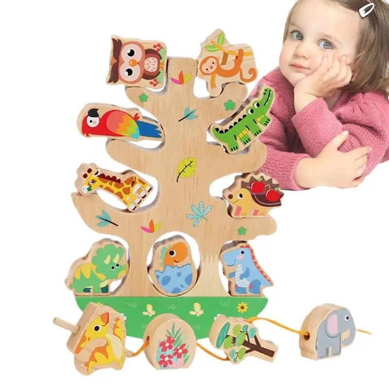 Wooden Stacking Toys Stacking Balance Tree Colorful Wooden Stacking Blocks Toy Set Wooden Blocks Stacking Toys For Toddler