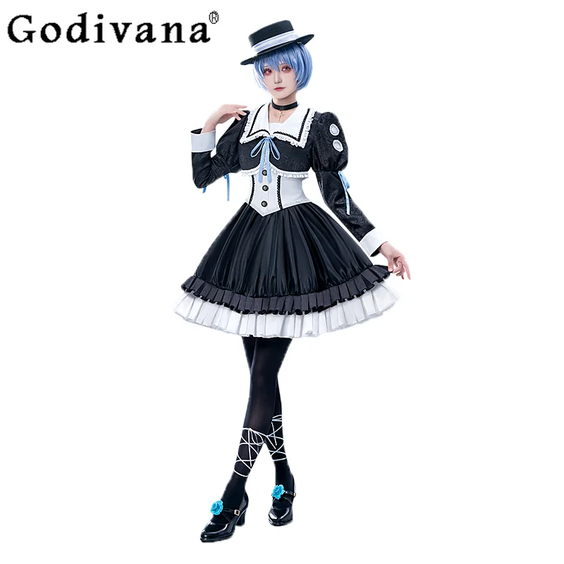 Disfraz de Halloween para mujer, conjunto de accesorios para collar y calcetines de Lolita dulce para fiesta, uniformes femeninos, trajes de falda de sirvienta