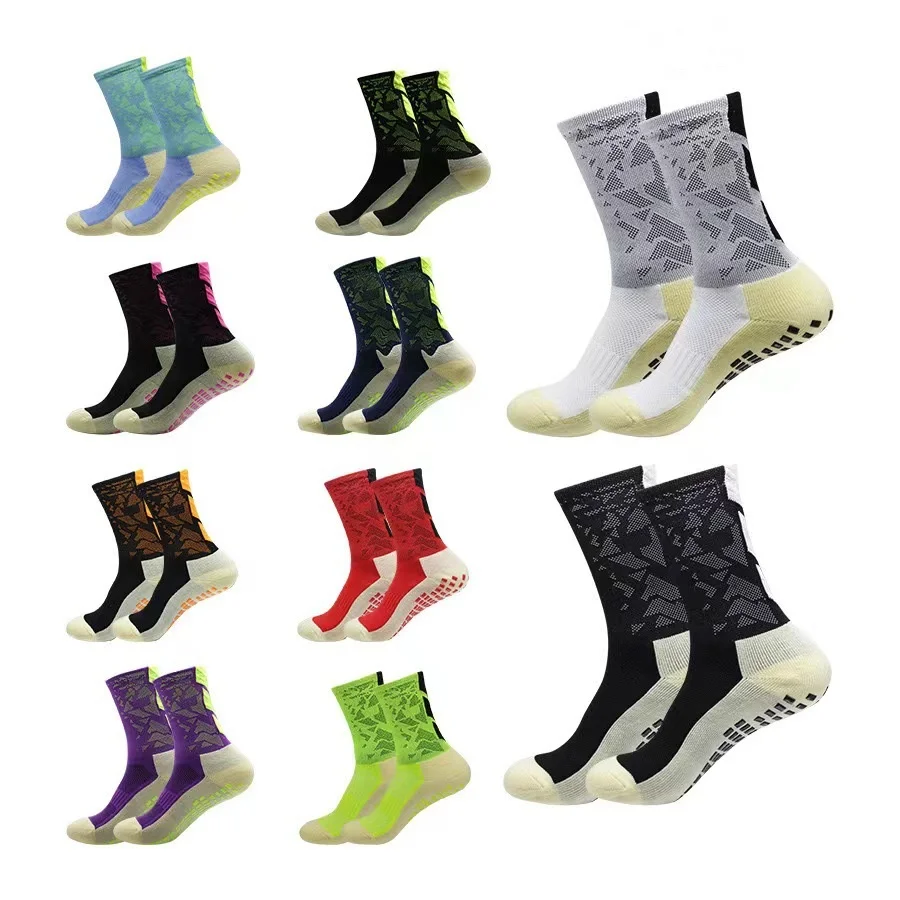 1 Pair Men\'s Camouflage Arrowhead Soccer Socks Towel Non-Slip Socks Square Friction Film Professional Match Training Socks