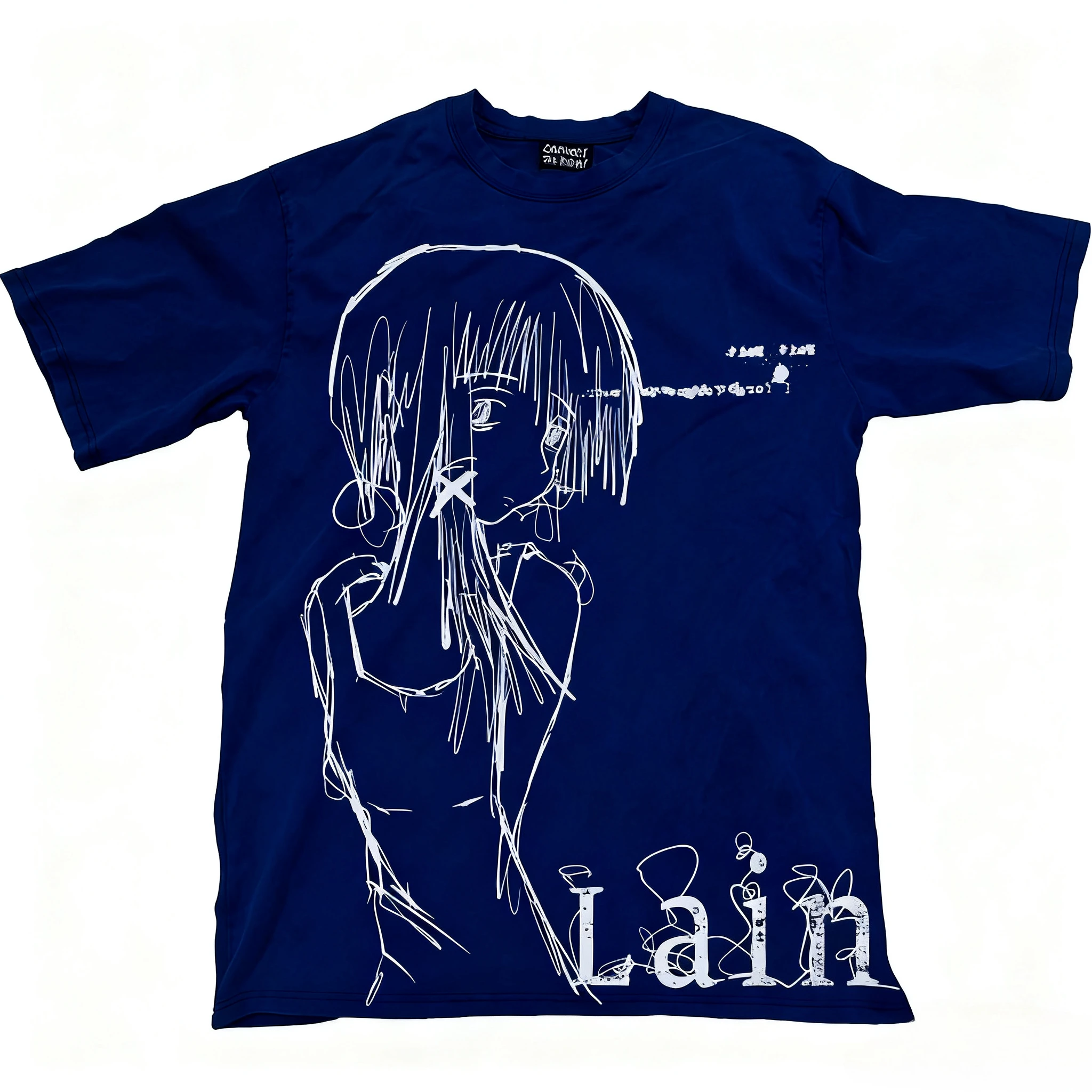 Lain جرافيك طباعة الخريف القطن للجنسين تي شيرت قصير الأكمام الشارع أزياء الاتجاه الملابس الشارع نمط الشتاء الملابس الداخلية #5