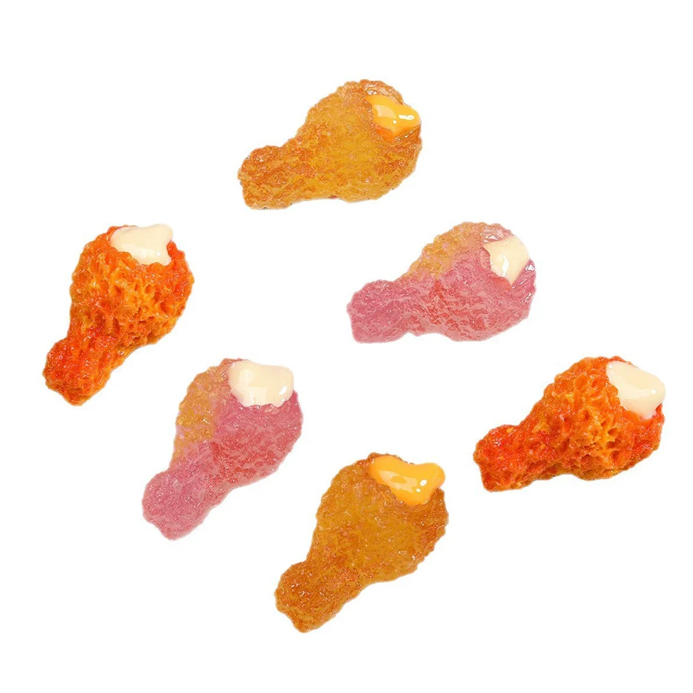 5PCS Chicken Drumsticks Series Miniature Flat Back Resin Cabochons For Hairpin Scrapbooking DIY Home Decor Craft Accessories
