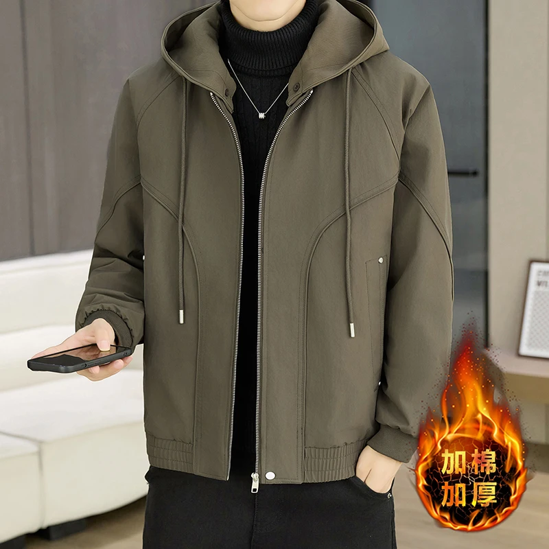 2026 Winter New Style Men's Fashion Casual Take-Off Cap Coat Jacket Thick and Warm Cotton Coat