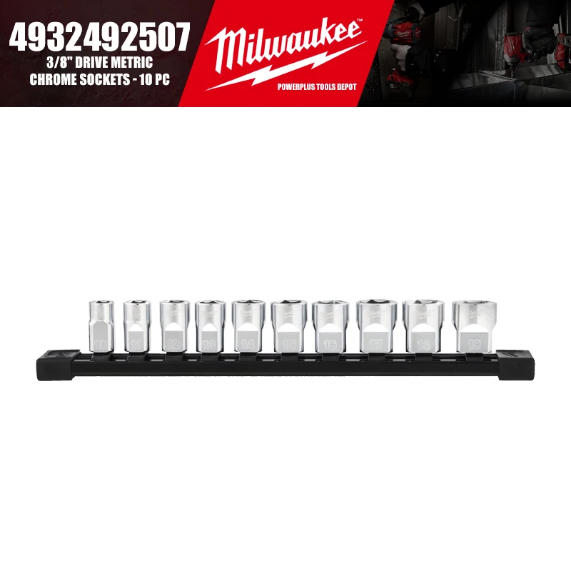

Milwaukee 4932492507 3/8" Drive Metric Chrome Sockets - 10 PC Tool Accessories