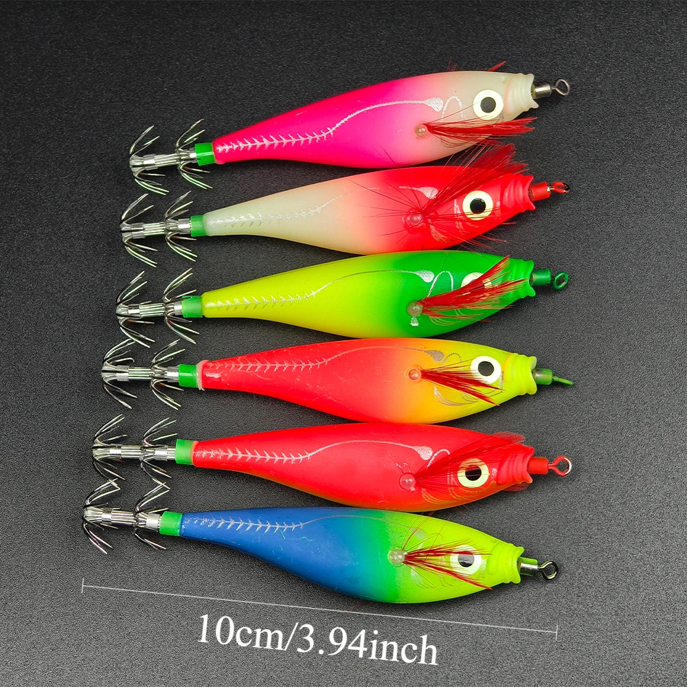 6 قطع من خطافات الحبار المتوهجة - طعوم الروبيان الأفقية - طعوم لـ Egi، رقص حبار الحبار، طعوم صلبة لصيد الأخطبوط #2