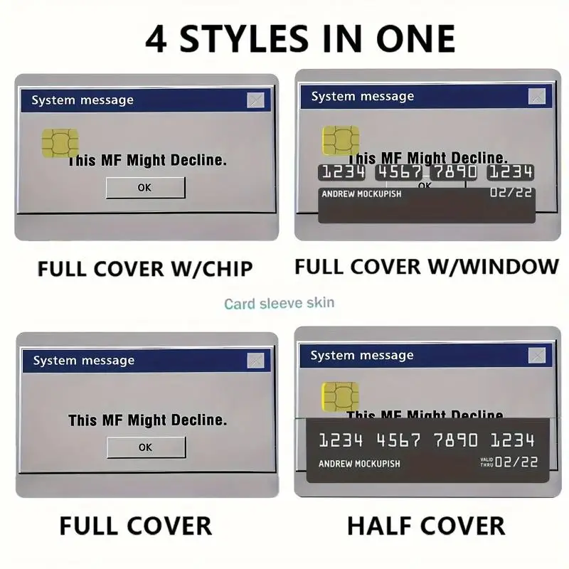 System Error Message Custom Credit Card Cover Funny Vinyl Skin Stickers Waterproof Vinyl Decals