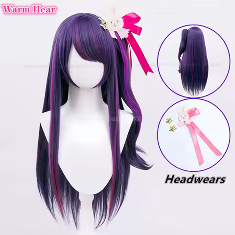 In Stock Synthetic Hoshino Ai Cosplay Wig Anime 80cm Long Purple Lateral Ponytail Wig Headwear Heat Resistant Hair Woman Wigs