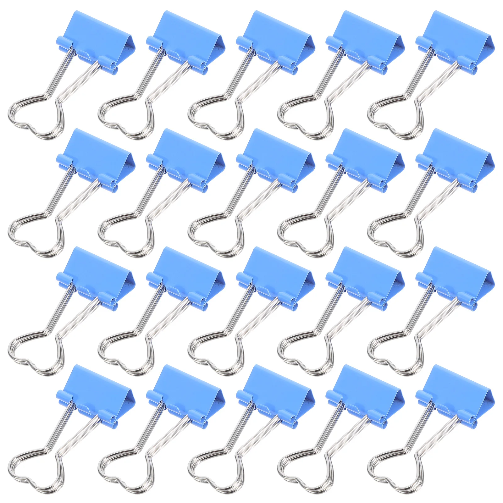 

60pcs Heart Shape Binder Heart-Shaped Handle Cute Paper Clamps Paperclips Bookmarks Bill Clip For Office Home School Blue Mini