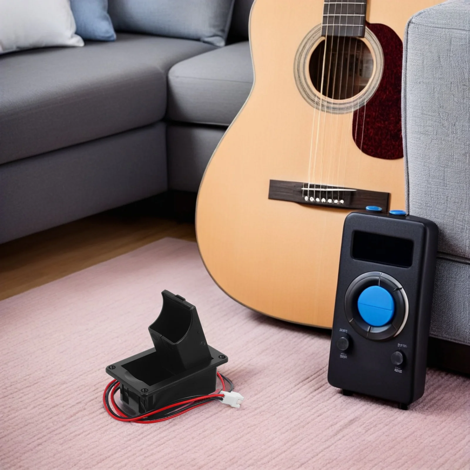 

2Pcs Guitar Box Secure Installation 2-Pin Connector Acoustic Bass Pickup Case Durable Contact Plates Easy Replacement