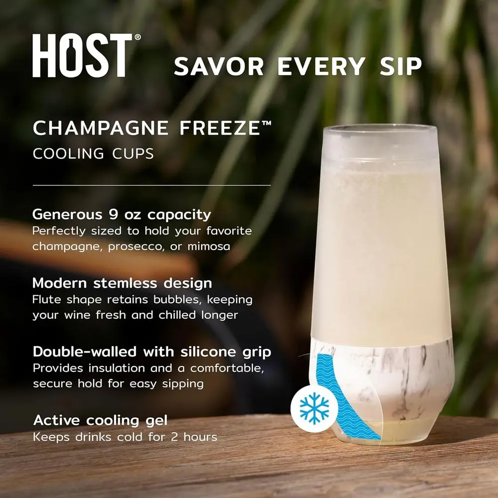 Insulated Champagne Glasses, Perfect for Moms, Home Bar Gifts, Ideal for Mimosas and Prosecco, Stem Chilling Sparkling Wine Glas