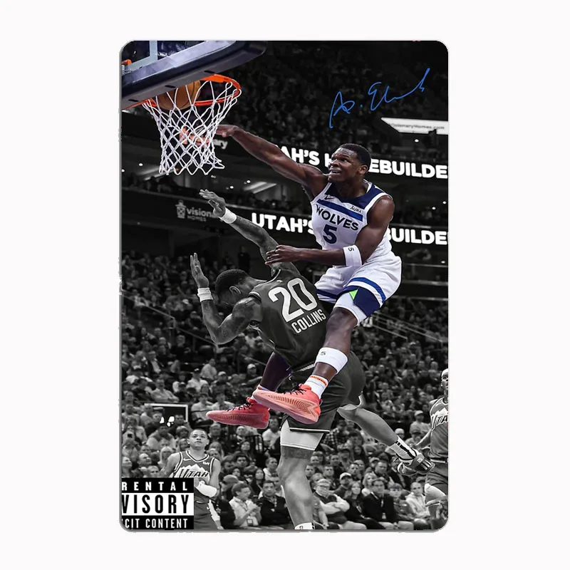 Anthony Edwards Dunk Poster Metal Poster Sign Club Custom Indoor Wall Tin Sign Room Decor Home Decor
