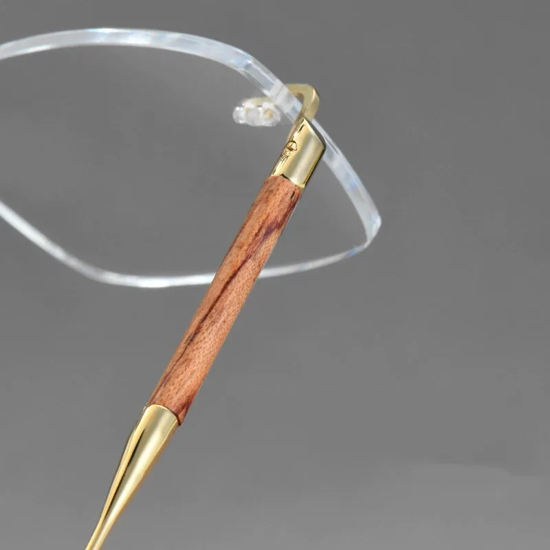 EYELUYAN Titanium Wood Rimless Glasses Men Optical Myopia Hyperopia Eyeglasses Anti UV Aspheric Lens Prescription Eyewear - view 4