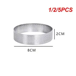 1/2/5PCS 8 10 CM Stainless Steel Tart Mold Ring Tartlet Cake Mousse Molds Cookies Pastry Circle Cutter Pie Ring Perforated