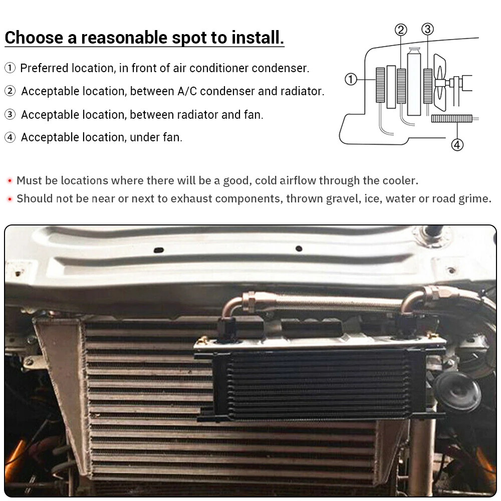 Tipo britânico de alumínio Transmissão do motor Oil Cooler, 19 Row, 10AN Feminino para 8AN, 6AN Masculino Fitting Adapter, LZ7019, Universal