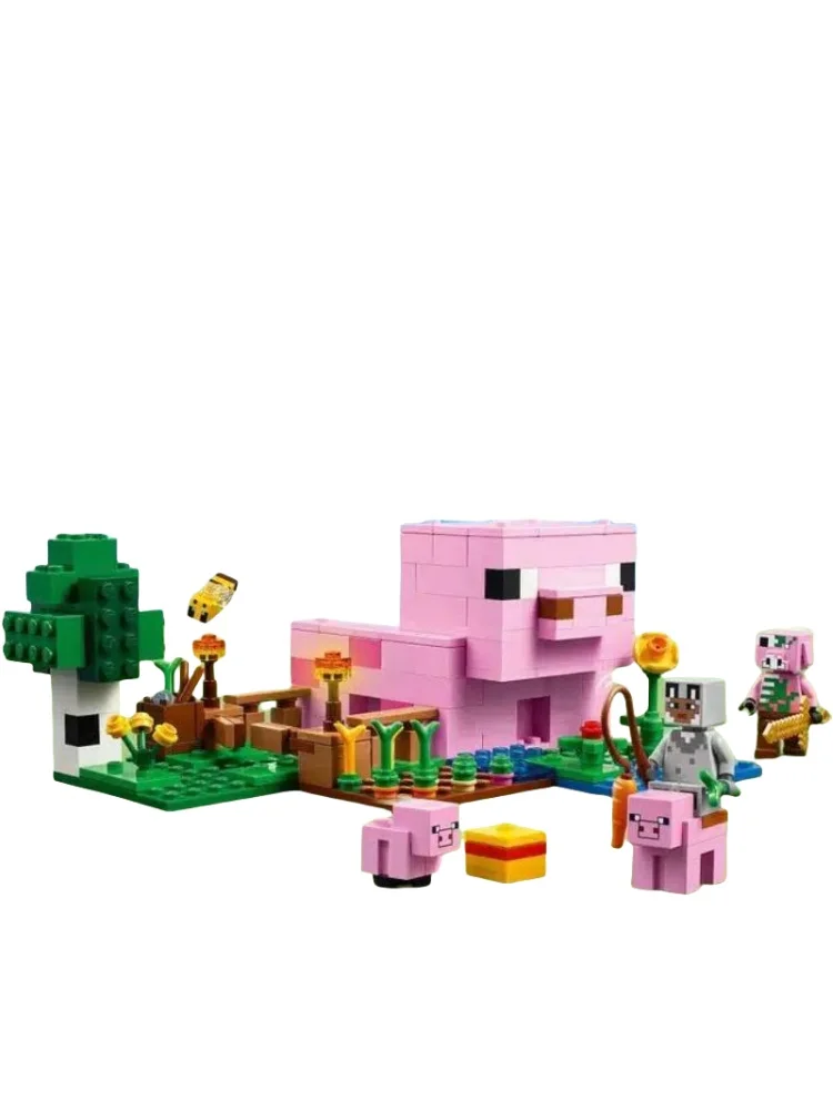 

Creative cherry blossom garden video game, a building with bee sniffing beasts and children's assembled building blocks toys