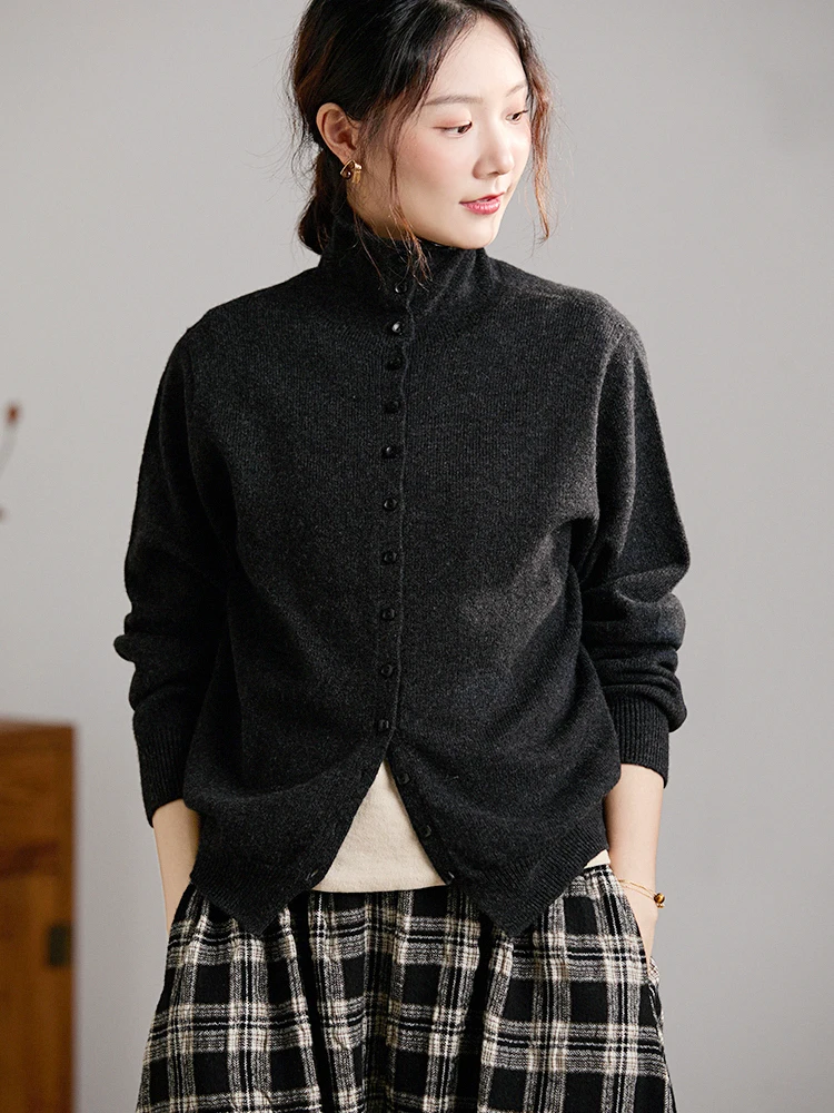 

Gujia 00% шерсть High Ne вязаный открытый кардиган Sl мягкий теплый базовый слой свитер зима Новое поступление женский трикотаж