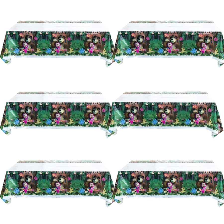 Masha and Bear Tablecloth Party Home Tabletop Decoration Supplies Dessert Table Layout Baby Shower Anniversary Banquet Theme