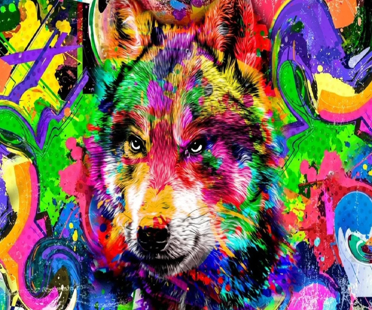 Custom Wallpaper graffiti animal style watercolor wolf head background Mural home decoration self-adhesive material 3d Wallpaper