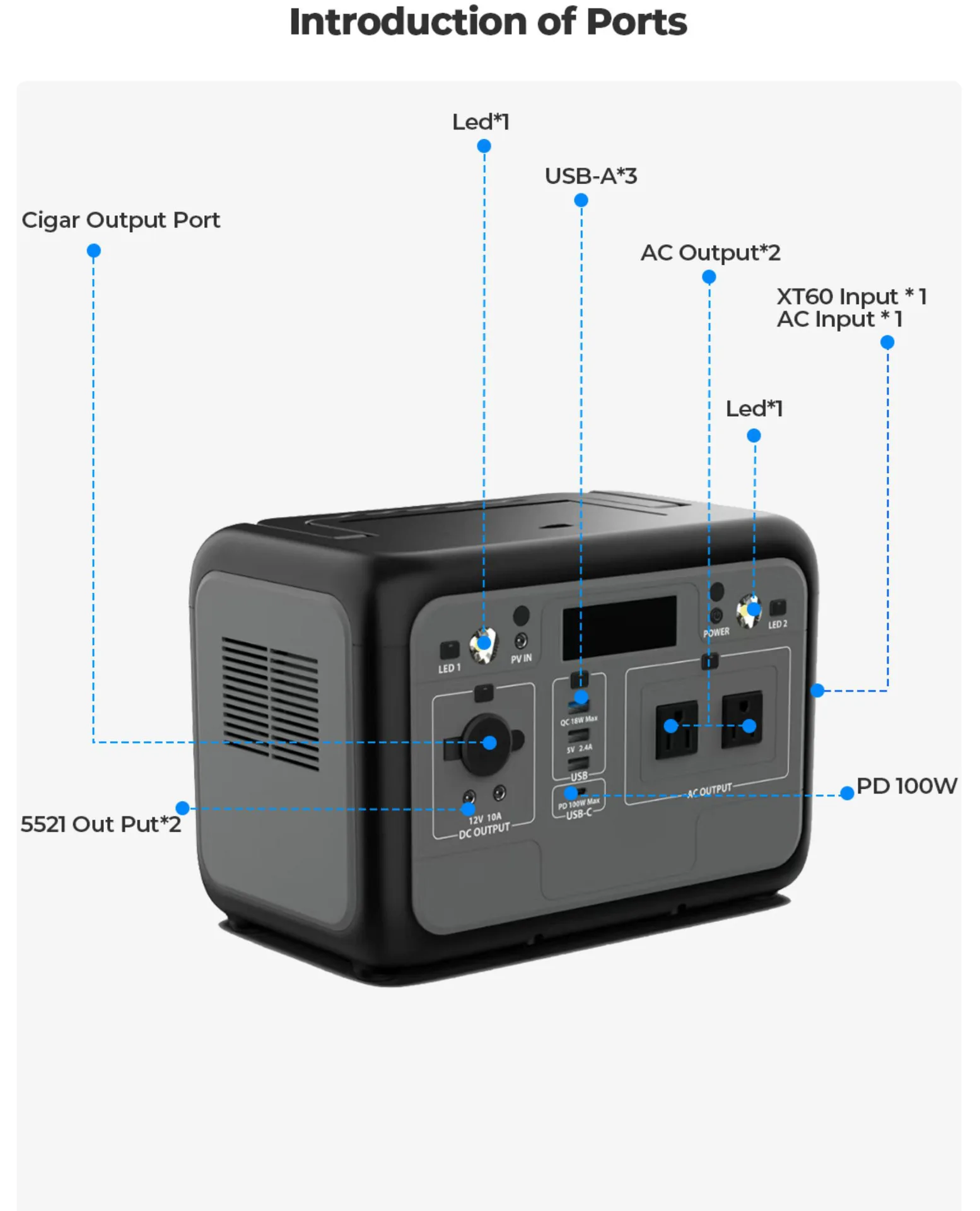 Outdoor Power Supply 512Wh Mobile Camping 800W Portable Energy Storage Power Supply Rechargeable