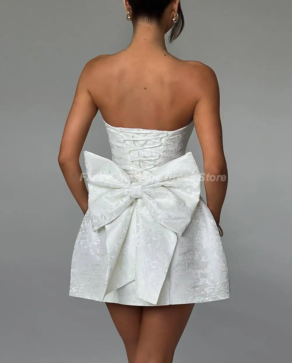 Robe de Soirée Courte en Satin et Dentelle, Tenue Éducative, Ornée de Nministériels d en Fibre Imprimée, Dos aux, Mini Robe de Banquet