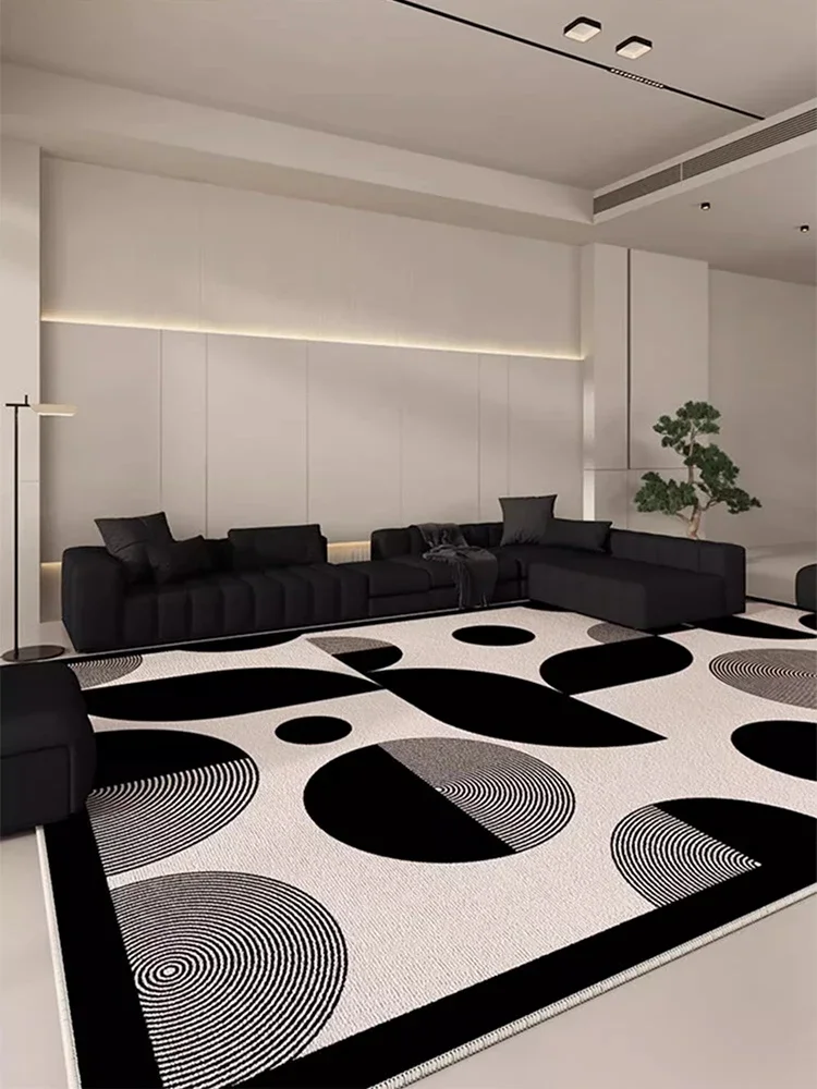 Black White Geometric Artistic Carpet Minimalist Luxury Living Room Carpets Large Size Bedroom Rug Easy Care Cloakroom Rugs 깔개