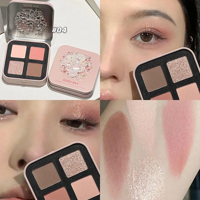 Glitter Eyeshadow Palette Matte Shimmer Orange Pink Clear Shiny Eye Shadow Girl Makeup Palette Lasting Sweatroof coniglio coreano