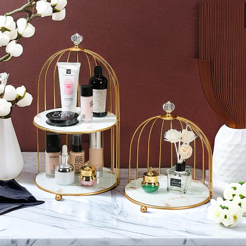 Birdcage Cosmetic Storage Rack Bathroom Lipstick Skin Care Products Perfume Brush Toiletries Storage Organizer Bathroom Shelf