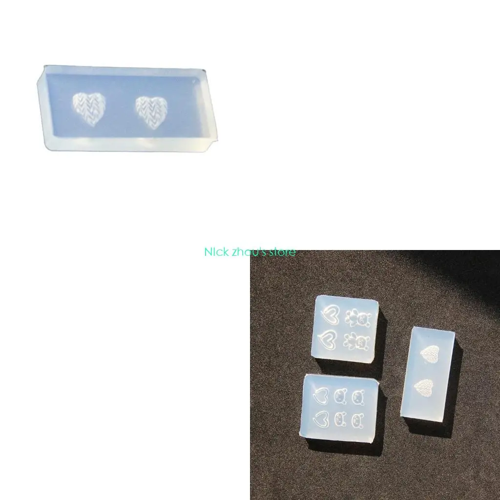 

E15E 3D Mini Bear Love Heart Mould Sculpture Stamping Plate Nails Stencils Crystal Epoxy Resin Mold Bear Love Heart Mold