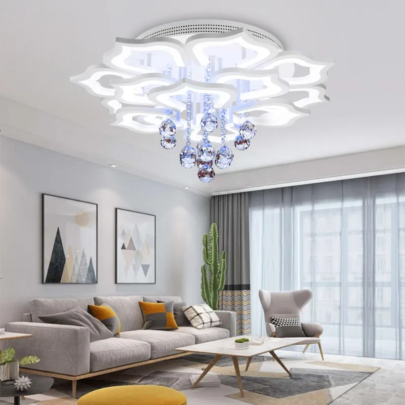 Lámpara colgante de cristal transparente para decoración del hogar, candelabro LED moderno de lujo, lámpara colgante redonda para sala de estar y dormitorio