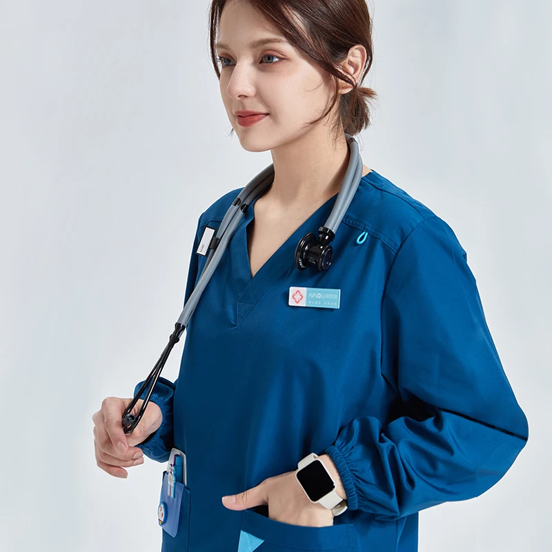 Uniforme Medical Nurse Uniform Scrub Set donna e uomo moderno scollo a v Top e pantalone abbigliamento da lavoro ospedaliero abiti da medico 202-01