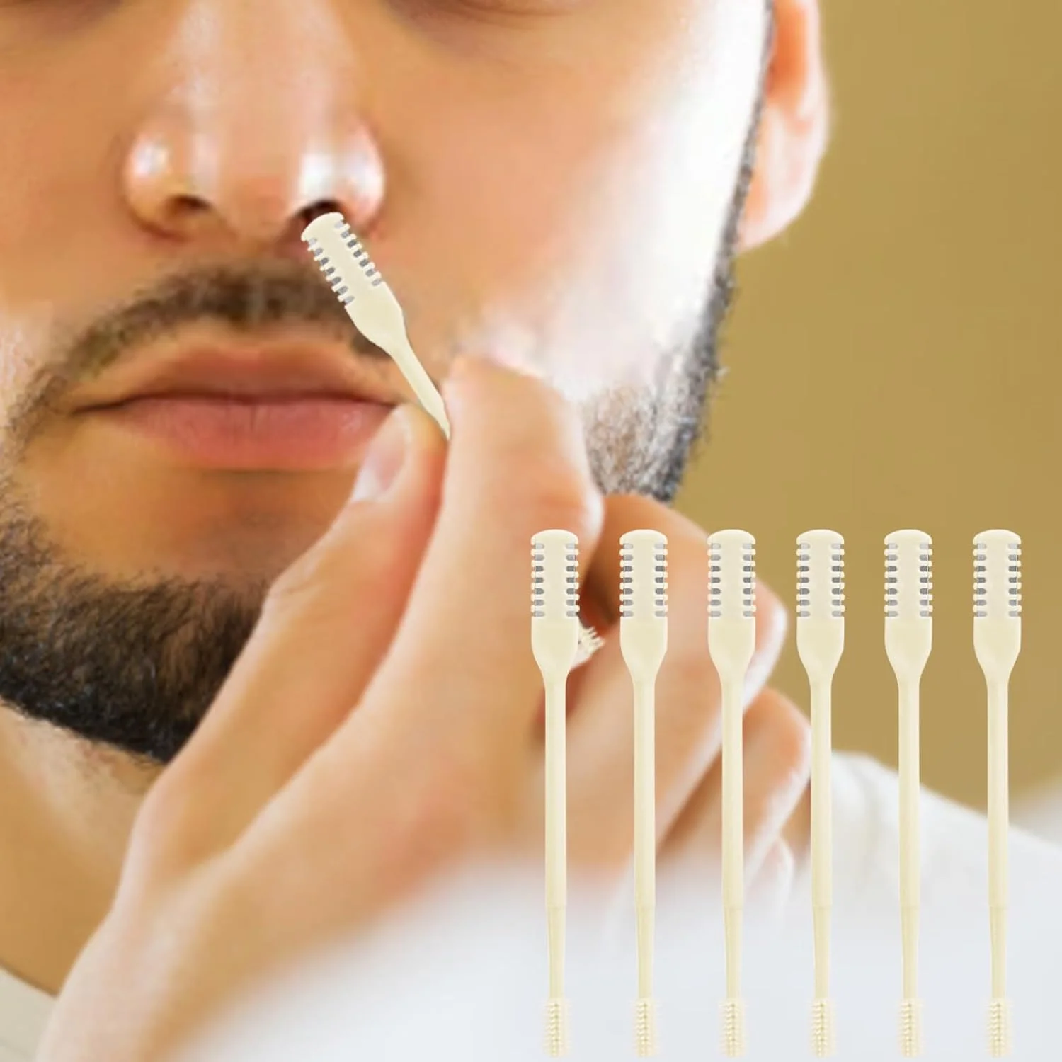12 Pcs 2-in-1 Nasal Hair Cutter, Upgrade Double Sided Nose Hair Knife, 360° Nostril Hair Remover Tool, Nose Hair Trimmer for Men