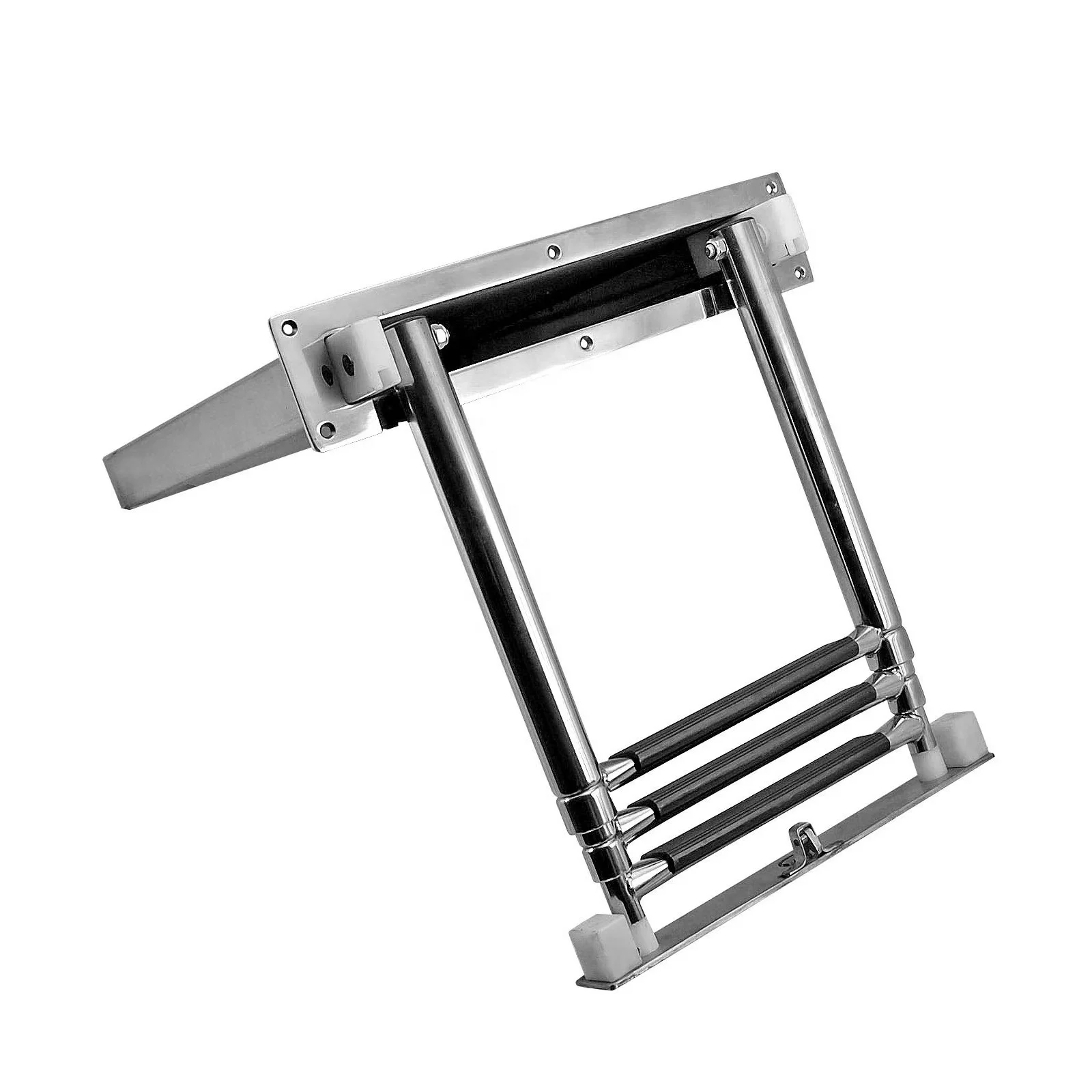 Stainless Steel 316 Yacht Marine Hidden Box Type Three-Section Deck Launching Ladder for Speedboat China