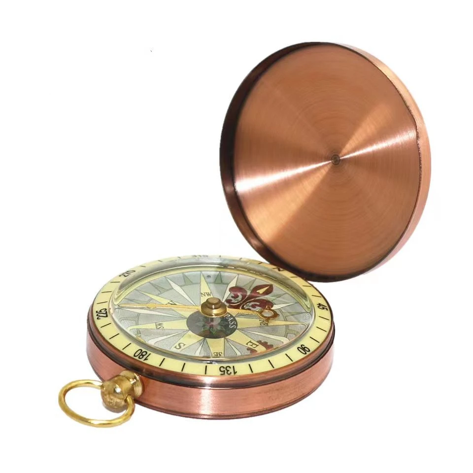 Di alta qualità in bronzo flip cover bussola orientamento orologio da tasca in metallo bussola attività di campeggio all\'aperto escursionismo nautico