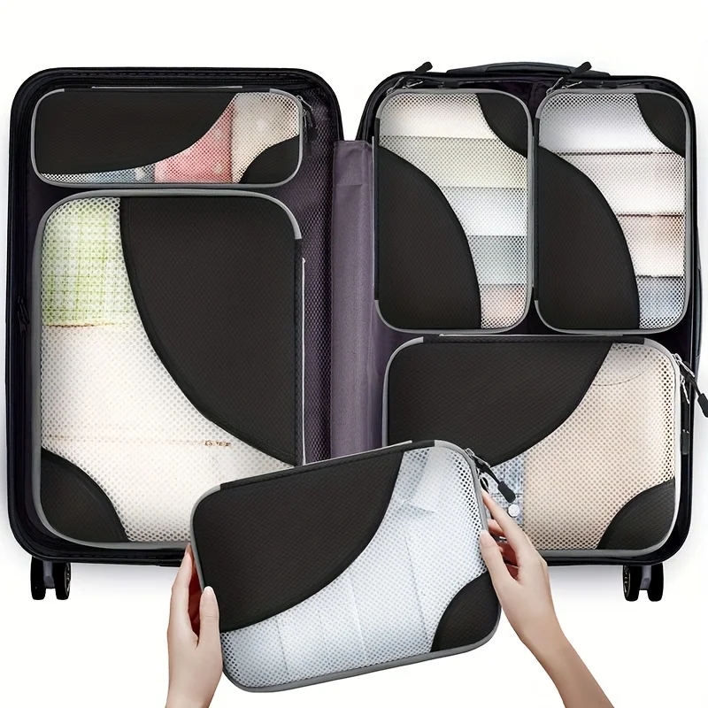

6 Pcs Packing Cubes Set For Travel, Clothes Sorting Bag, Portable Luggage Clothes Protection Bag Food covers Small ziplock bags