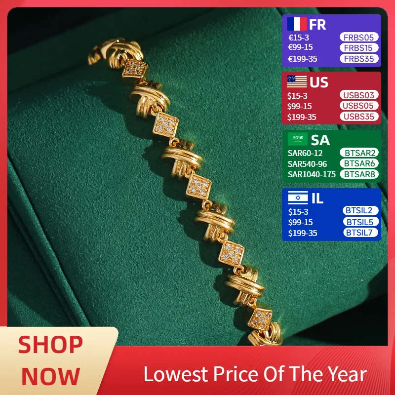 

Vintage French Style Antique Gold Color Cross Bracelet Patterned Copper Rhinestone Inlay Layered Charm Jewelry for Woman New In