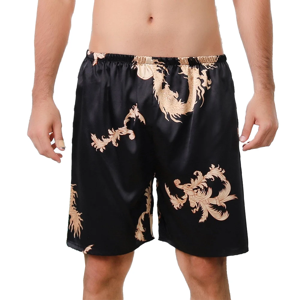 Men Boxers Soft Underwear Casual Shorts Beachwear Short Pants Lightweight Loose Plus Size Men's Ice Silk Pajamas Comfortable