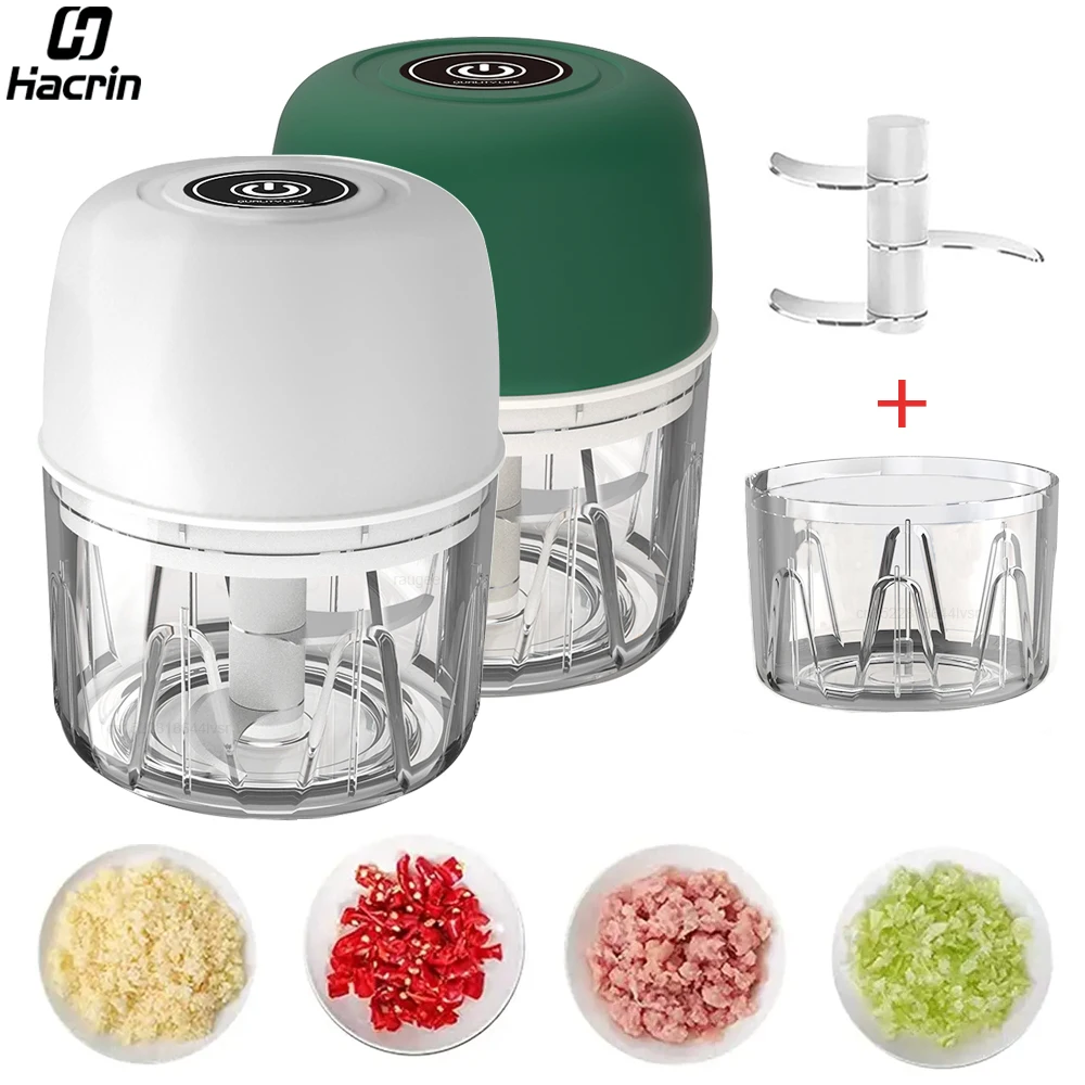 Electric Garlic Chopper Mini Portable Electric Vegetable Garlic Onion Meat Chopper Wireless Electric Food Processor Mini Chopper