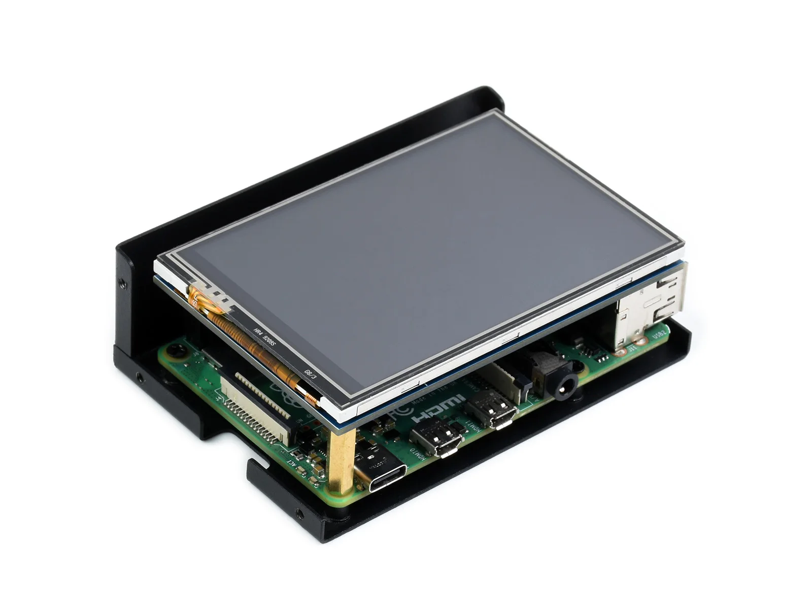 Carcasa de aleación de aluminio con pantalla de 3,5 pulgadas para Raspberry Pi 4, diseñada para Raspberry Pi 4B, Compatible con Waveshare RPI LCD de 3,5 pulgadas