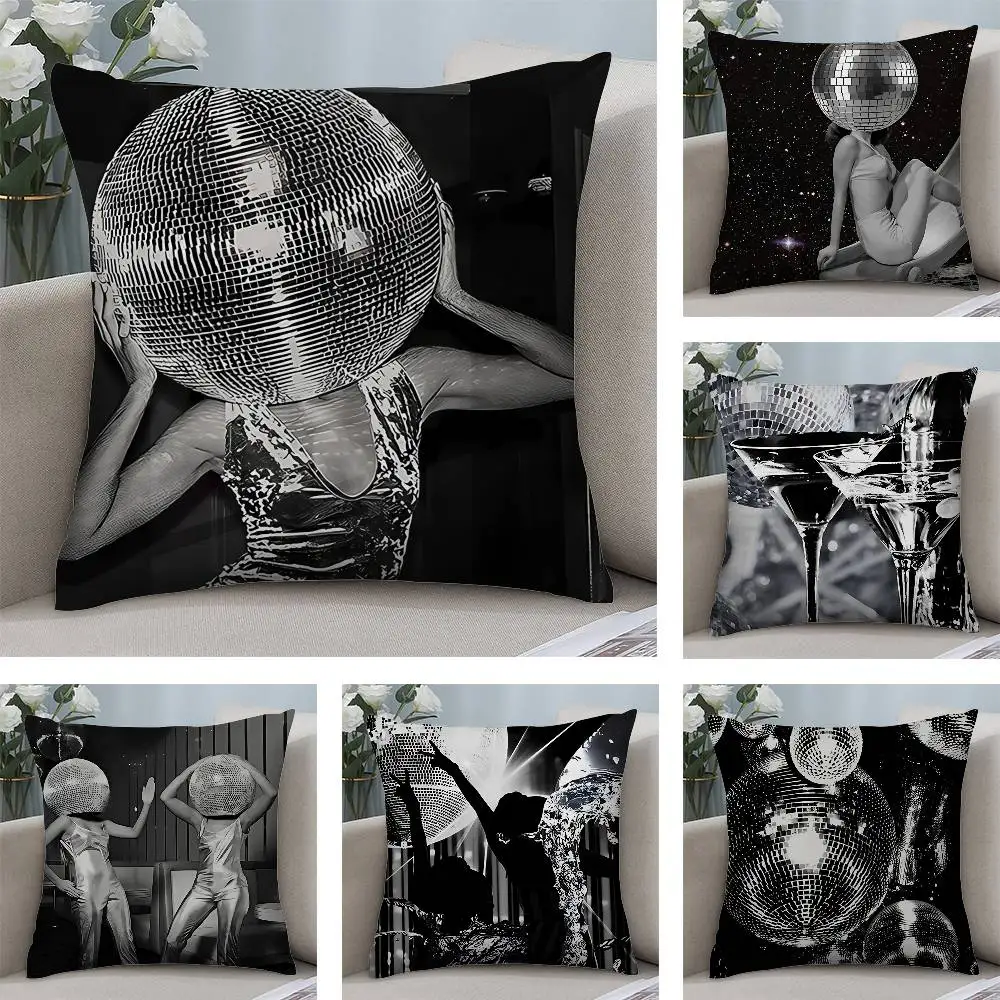 Disco Ball Female Funky Disco Pillow Case Plush Fabric Soft  Pillowcase Double Sided Print Cushion Cover Household Gifts